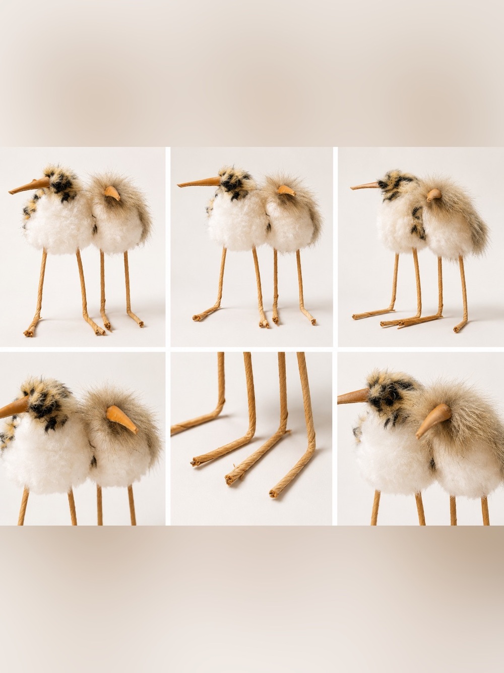 Plush Decorative Bird Figurine in Cream and Tan